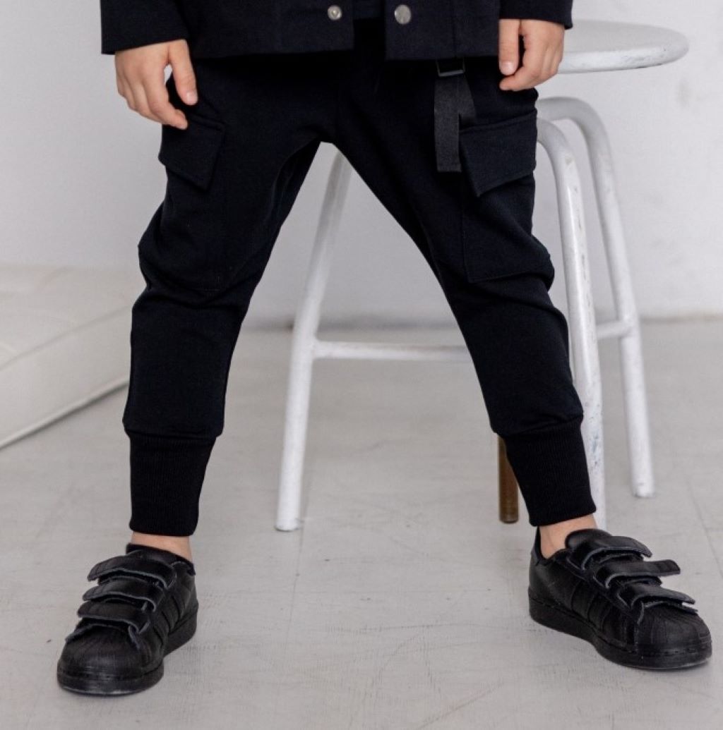 boys' black combat trousers image 1
